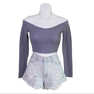 NWOT Blue Blush | Off the Shoulder Lng Sleeve Crop
